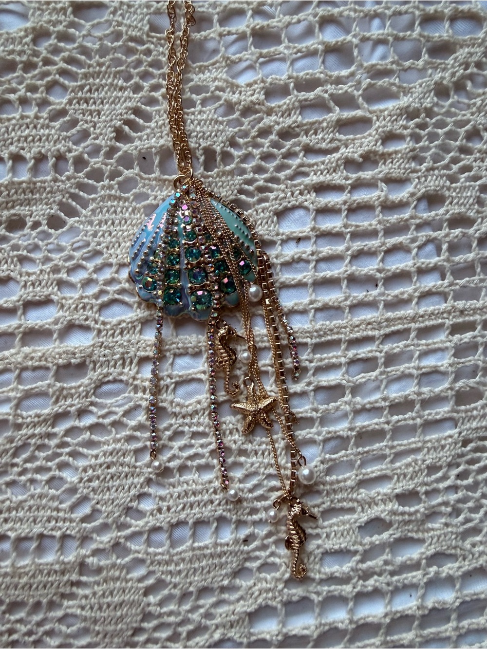 Betsey Johnson Mermaid Embellished Shell Pendant Necklace - Picture 5 of 7